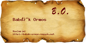 Babák Ormos névjegykártya